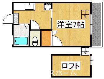 キャプテンハイツII B棟(1SK/1階)の間取り写真