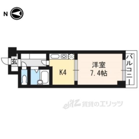 ブロンセ東寺(1DK/3階)の間取り写真