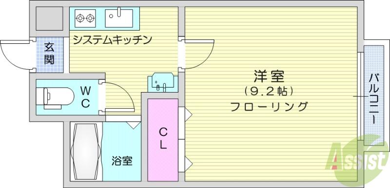 セゾンハウス(1K/2階)の間取り写真