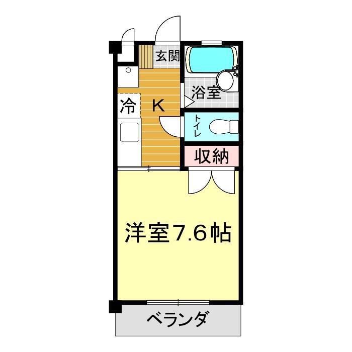 グランドヒルズ中土居(1K/2階)の間取り写真