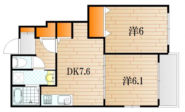 グランシャリオI(2DK/1階)の間取り写真