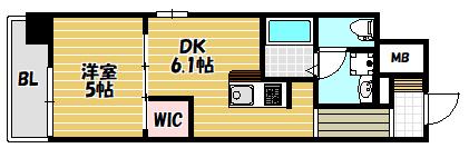GARDENIA鶴見(1DK/5階)の間取り写真