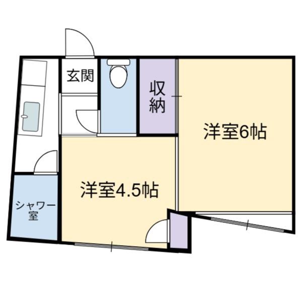 渡辺ビル(2K/4階)の間取り写真
