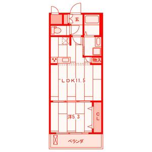 ハイデル二俣川(1LDK/2階)の間取り写真