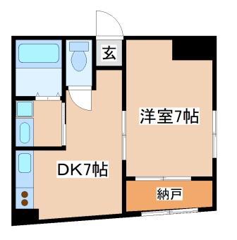 鶯橋マンション(1DK/3階)の間取り写真