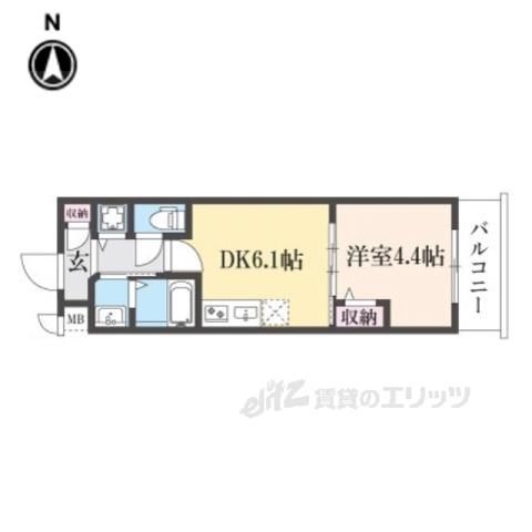 ベラジオワールドアイ京都円町(1DK/3階)の間取り写真