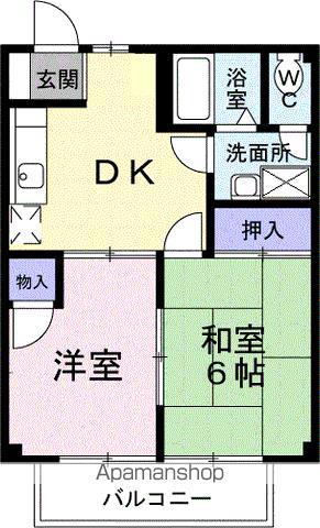 シャルマン花山手(2DK/1階)の間取り写真