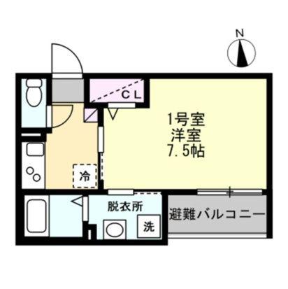 ベイルーム厚木幸町(1K/1階)の間取り写真