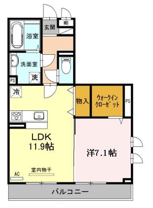 THE RESIDENCE 広畑早瀬町(1LDK/2階)の間取り写真