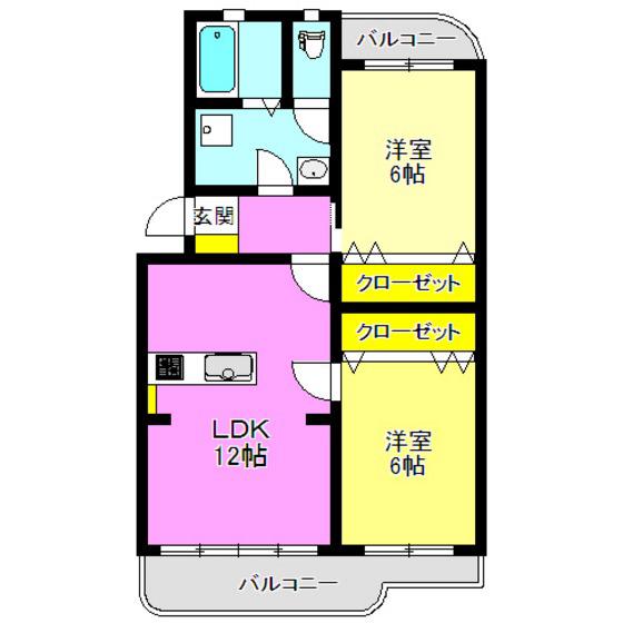 メゾン太陽(2LDK/3階)の間取り写真