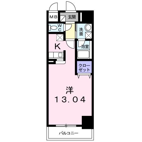 ベルナティオ(ワンルーム/1階)の間取り写真