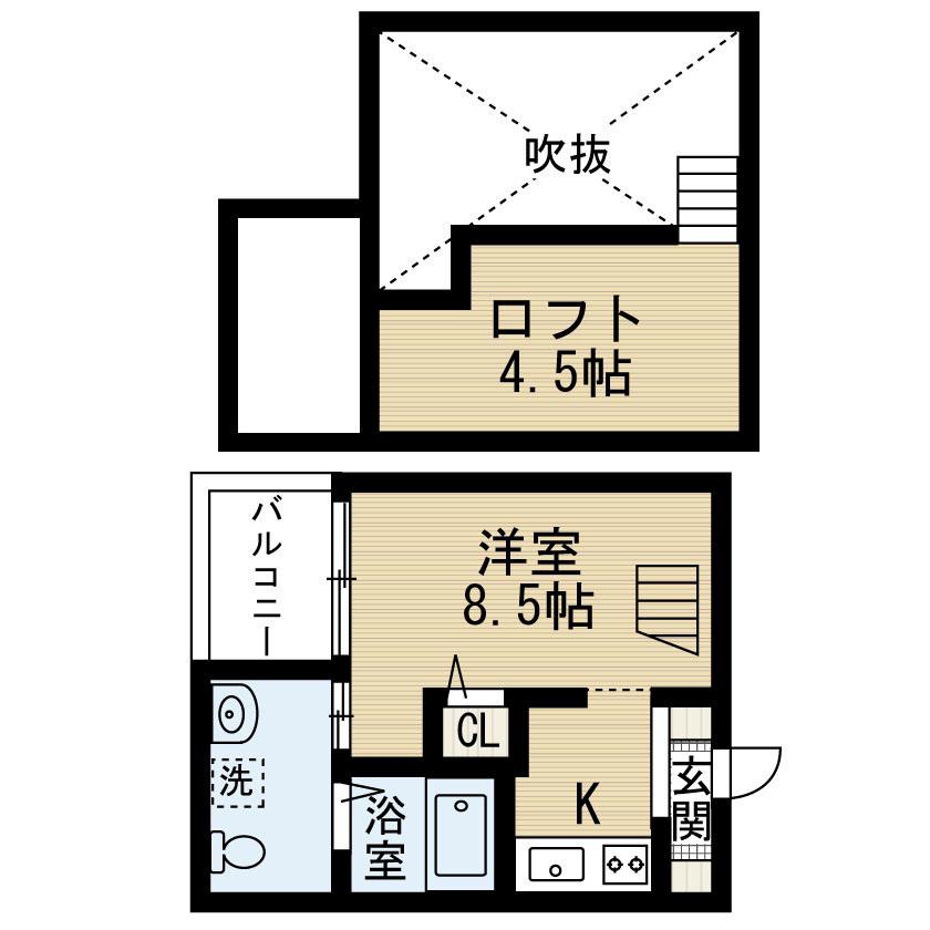 JEUNESSE堀越(1K/1階)の間取り写真
