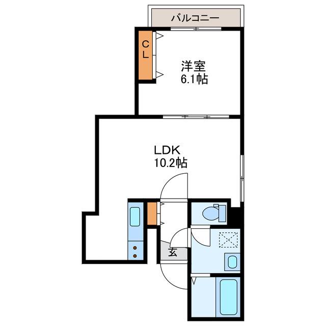 Y&M北7条ビル(1LDK/6階)の間取り写真