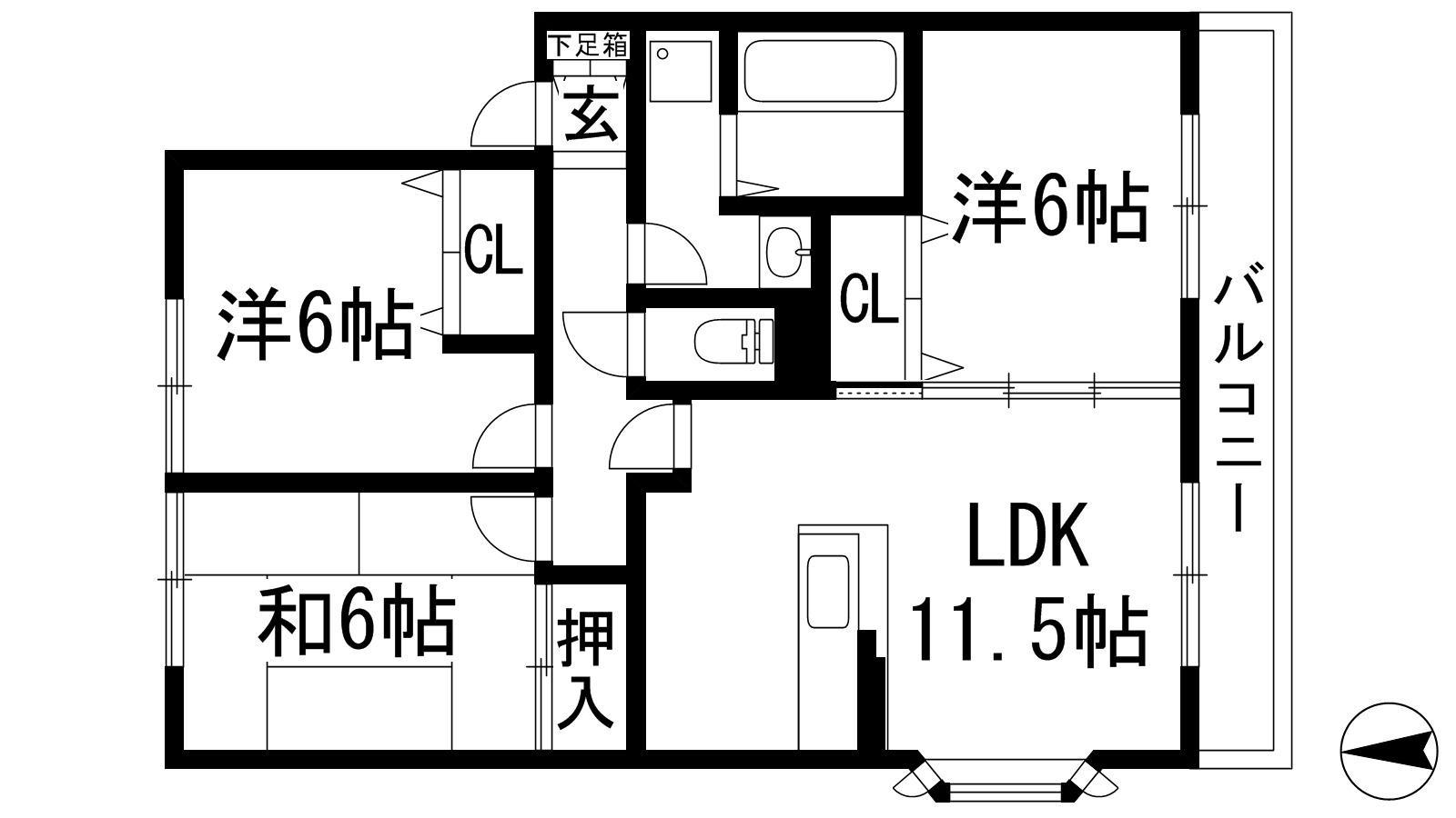 パールハイムA棟(3LDK/2階)の間取り写真