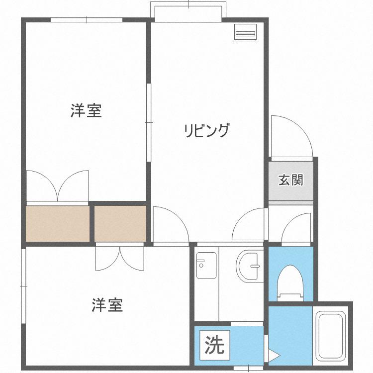 ドミール秀(2LDK/3階)の間取り写真