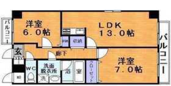 グッゲンハイム(2LDK/4階)の間取り写真