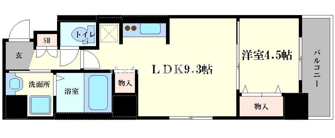 地下鉄千日前線 阿波座駅 徒歩6分 9階建 築4年(1LDK/7階)の間取り写真