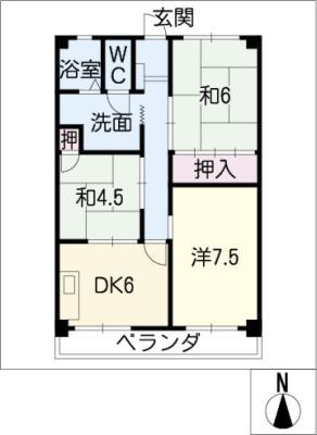 コーポリバーサイド(3DK/2階)の間取り写真