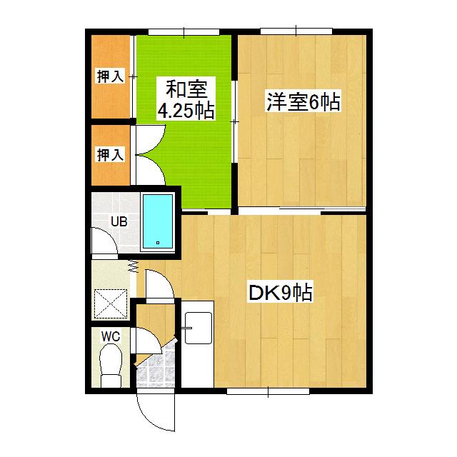 オヴジェ(2DK/1階)の間取り写真