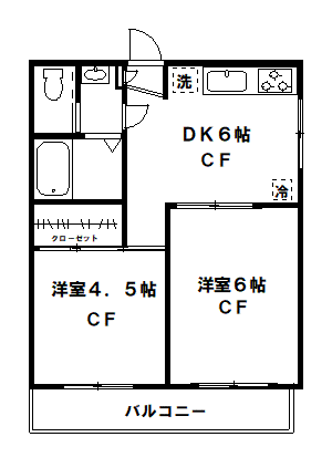 アイビーハウス(2DK/2階)の間取り写真