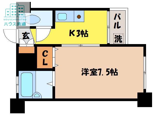 クレインコート東園(1K/4階)の間取り写真