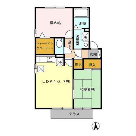 コンフォール・K A棟・B棟(2LDK/1階)の間取り写真