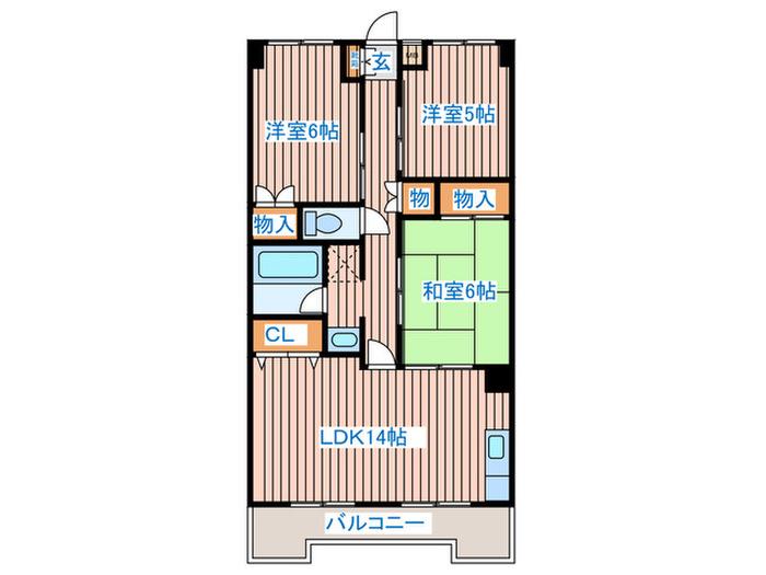 エステマール(3LDK/6階)の間取り写真