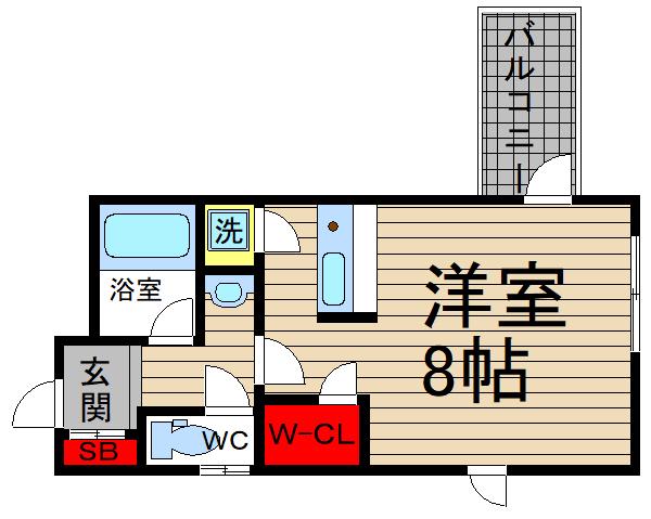 サンライズヒルズ上町台地(ワンルーム/6階)の間取り写真