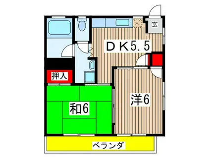 殿花コーポ(2DK/3階)の間取り写真