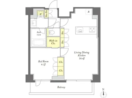 プライムメゾン西早稲田(1LDK/5階)の間取り写真