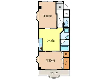 メゾン長良(2DK/2階)の間取り写真