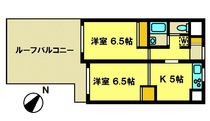 エビス東ハイツ第2(2DK/2階)の間取り写真