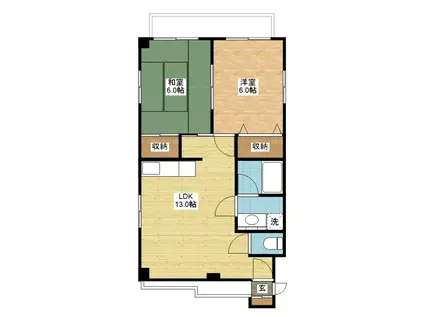 ソレイユ冨士見(2LDK/4階)の間取り写真