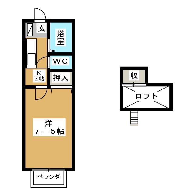 コーポ愛(1K/2階)の間取り写真