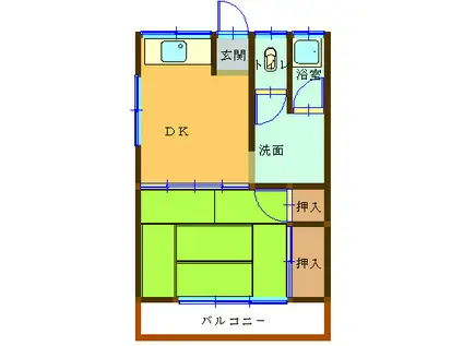 稲荷町迎共同(1DK/1階)の間取り写真