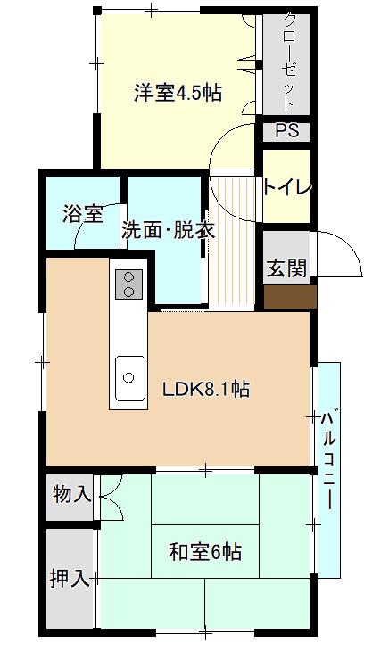 KSハウス(2LDK/2階)の間取り写真