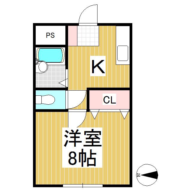 若林マンション(1K/1階)の間取り写真