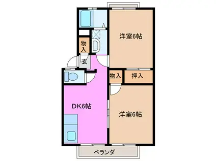 シェルヒープB棟(2DK/2階)の間取り写真