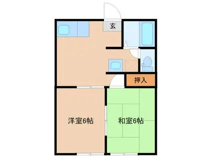 ハイツ広葉杉(2DK/2階)の間取り写真