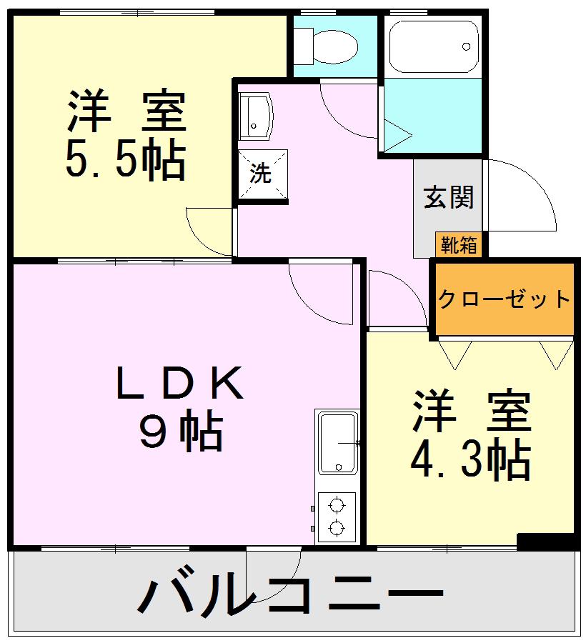 ピエーナ下南部(2LDK/1階)の間取り写真