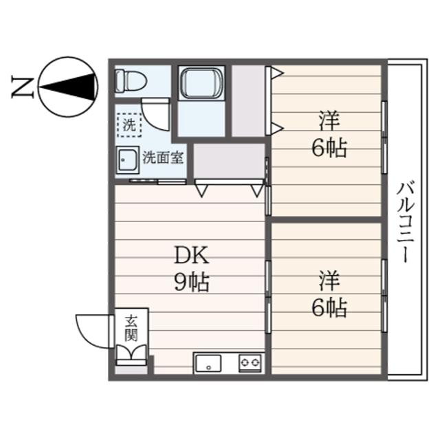 コーポイチエ(2DK/2階)の間取り写真