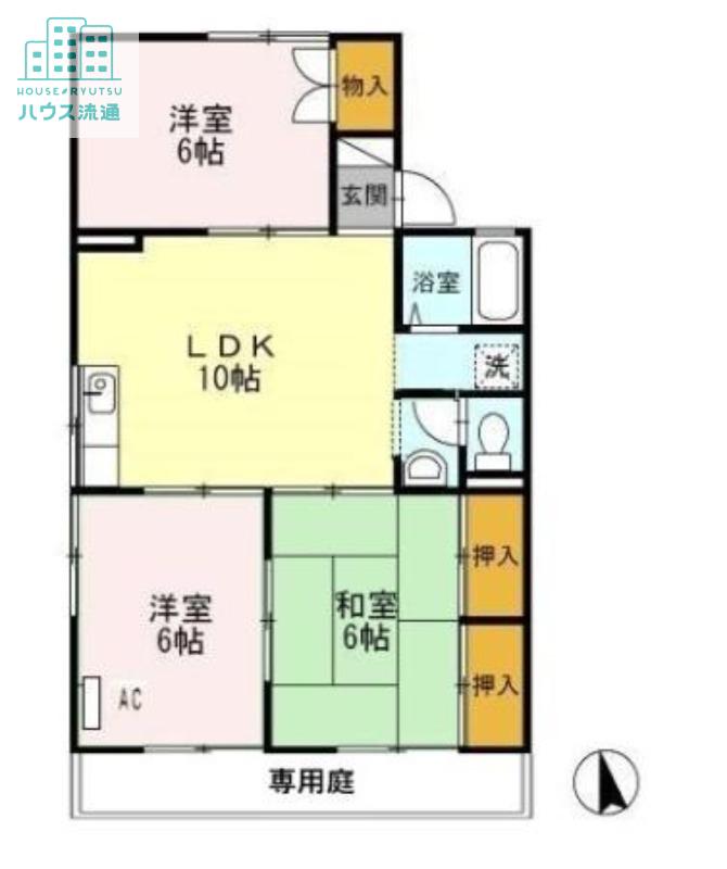 プレジール宮小路C(3LDK/1階)の間取り写真