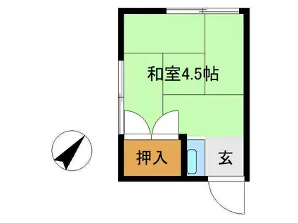 岩田荘(ワンルーム/1階)の間取り写真