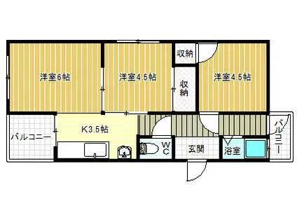 藤野コーポ(3K/2階)の間取り写真