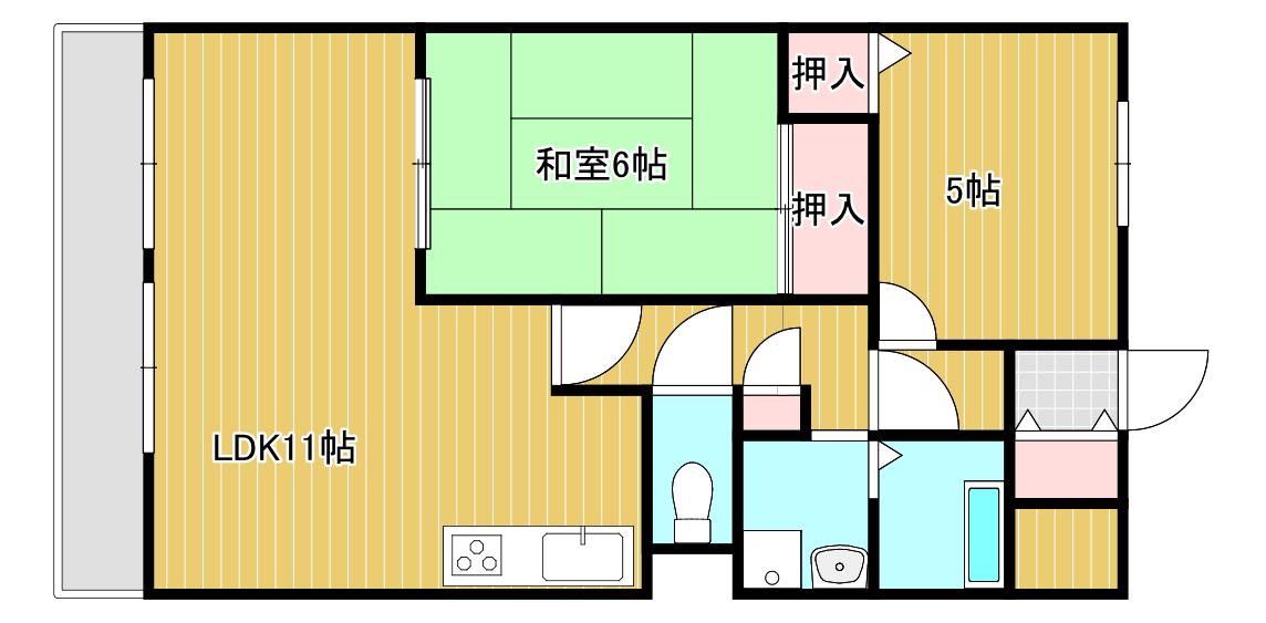 アビタ山本・岡山(2LDK/6階)の間取り写真