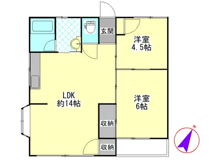 マウンテンハイツ(2LDK/1階)の間取り写真