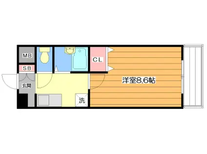 HOPE HILL上山手(1K/2階)の間取り写真