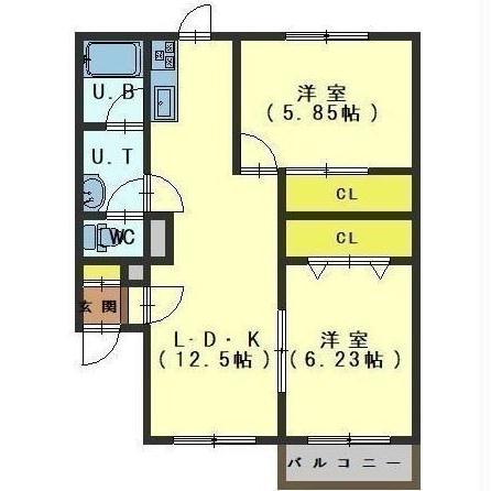 フォレストリーB館(2LDK/1階)の間取り写真