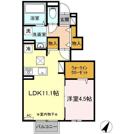 ドゥ・マリアージュIII(1LDK/1階)の間取り写真