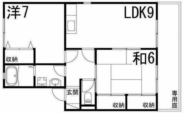 アミティやまと B(2LDK/1階)の間取り写真